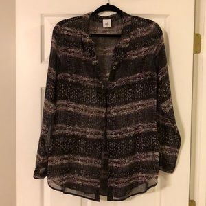 CAbi black print sheer blouse